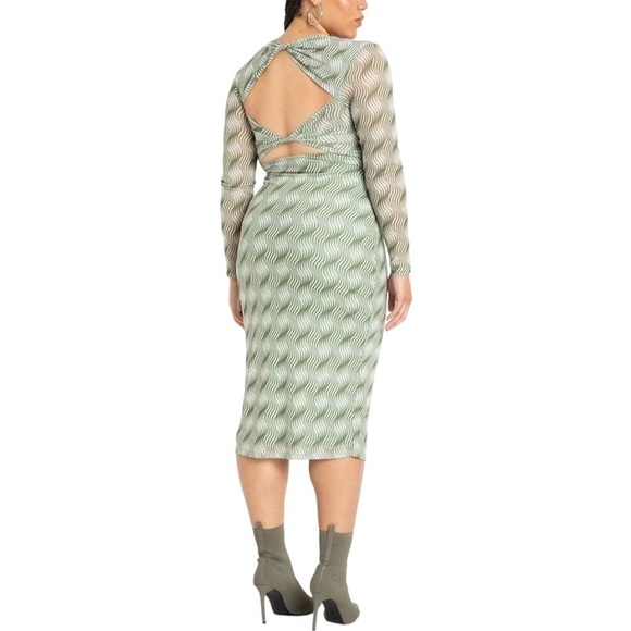 Eloquii new with tags 🏷️Green Mesh Twist Back Dress Size:18 - Picture 4 of 15